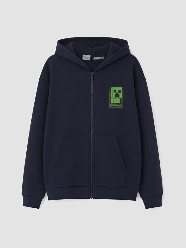 LCW Kids Kapüşonlu Minecraft Erkek Çocuk Fermuarlı Sweatshirt