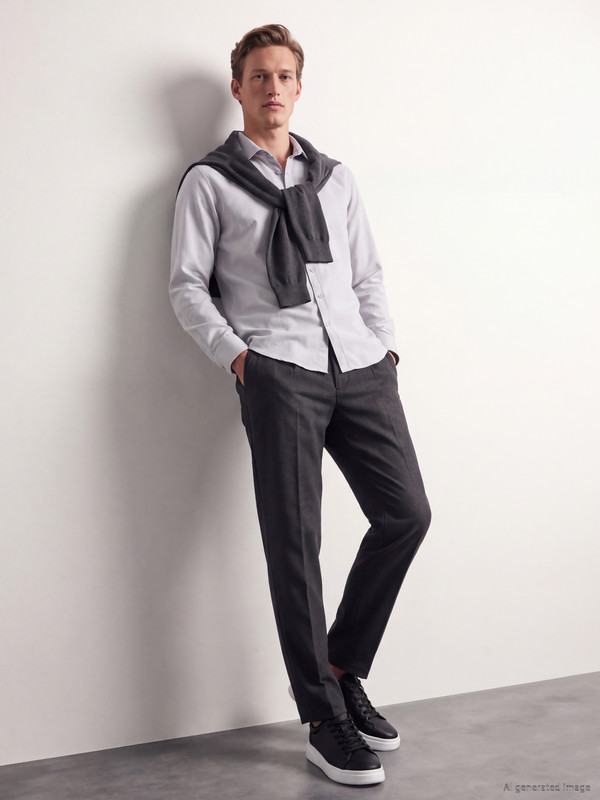 SOUTHBLUE Polyviscose Men's Pleated Trousers