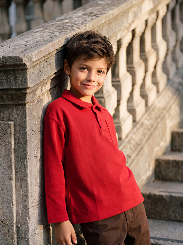 LCW Kids Polo Collar Long Sleeve Boys' T-Shirt