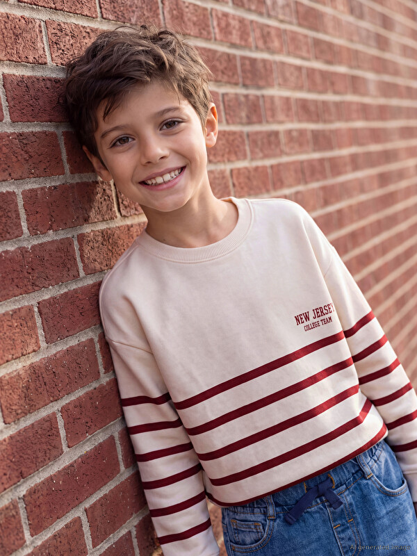 LCW Kids Crew Neck New Jersey Printed Boys' T-shirt