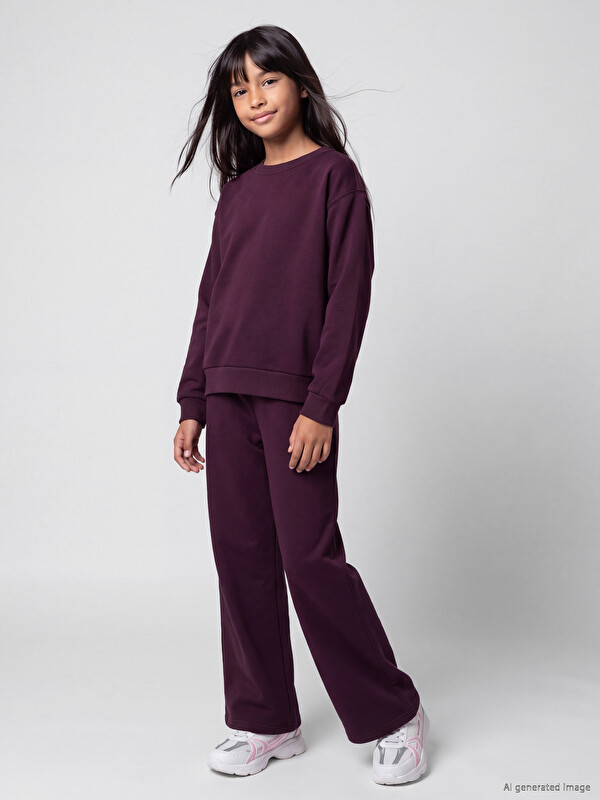 LCW Kids Crew Neck Girls' Tracksuit Set