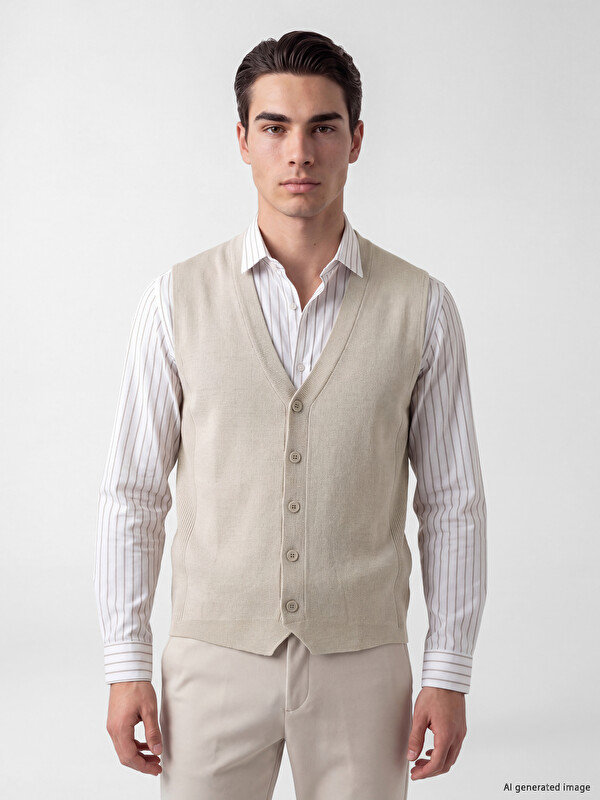 LCWAIKIKI Classic Regular Fit V Yaka Erkek Triko Yelek