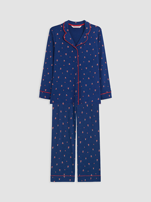 LCW DREAM Gömlek Yaka Desenli Hamile Pijama Takım