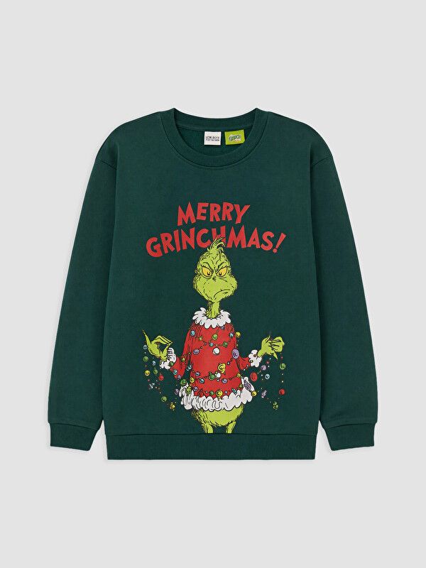 LCW Kids New Year Themed Grinch Printed Boys' Thick Sweatshirt