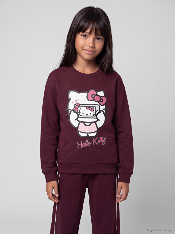 LCW Kids Debela dječja dukserica s okruglim izrezom Hello Kitty s tiskom
