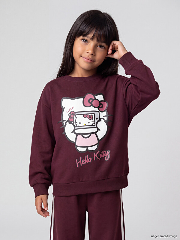 LCW Kids Товстий світшот для дівчат з принтом Hello Kitty