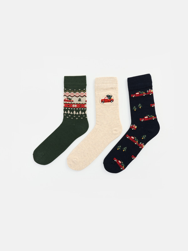 LCW ACCESSORIES Çorape kyçi me motive për burra, paketime treshe