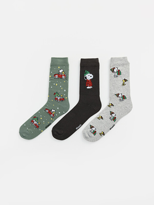 LCW ACCESSORIES Snoopy Baskılı Erkek Soket Çorap 3'lü Paket