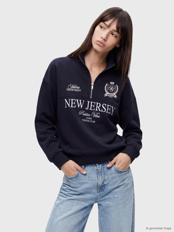 XSIDE Baskılı Oversize Kadın Kalın Sweatshirt