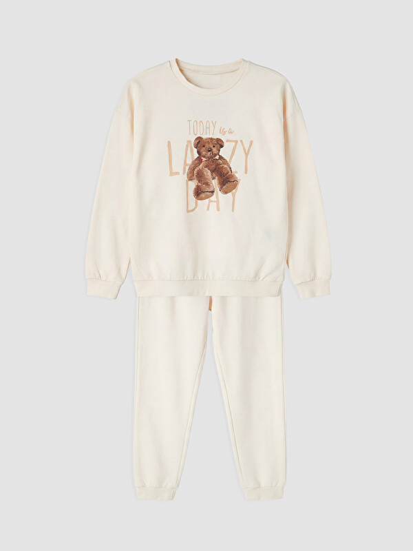 LC WAIKIKI Crew Neck Printed Girls' Pyjamas Set