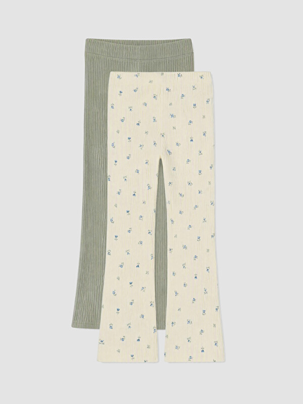LCW Kids 2 Pack Girls' Ribbed Flare Leggings