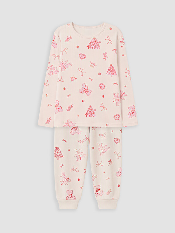 LCW Kids Yılbaşı Temalı Kız Çocuk Pijama Takımı