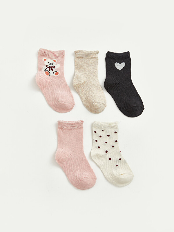 LCW baby Patterned Baby Girls' 5 Pack Ankle Socks