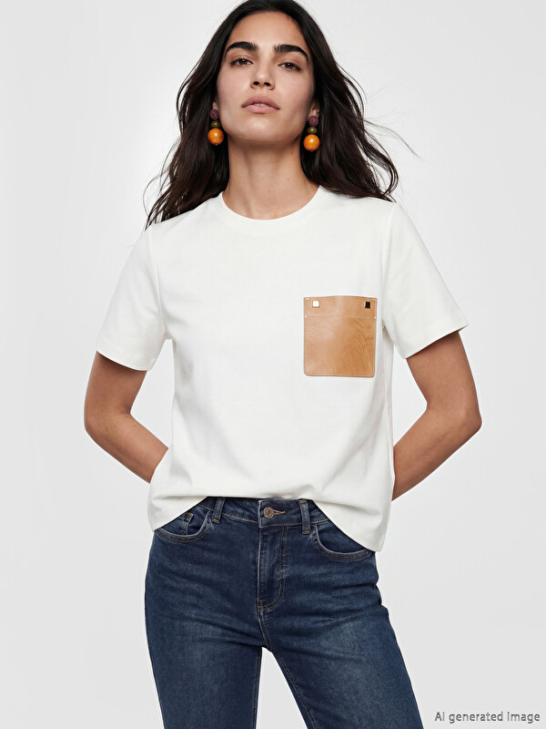 LCW Vision Pocket Detailed %100 Cotton Women's T-Shirt
