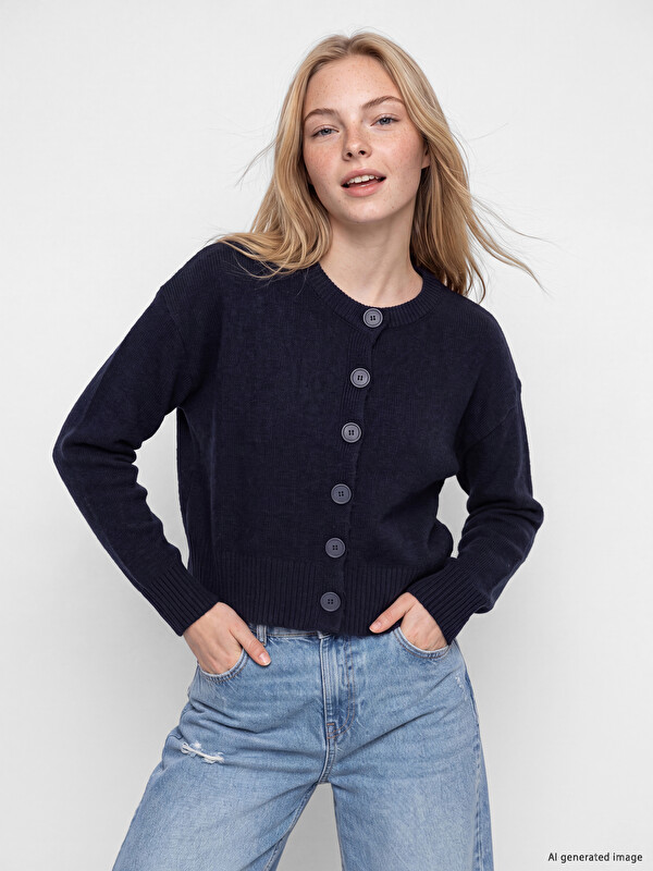 XSIDE Strickjacke mit Rundhalsausschnitt für Damen