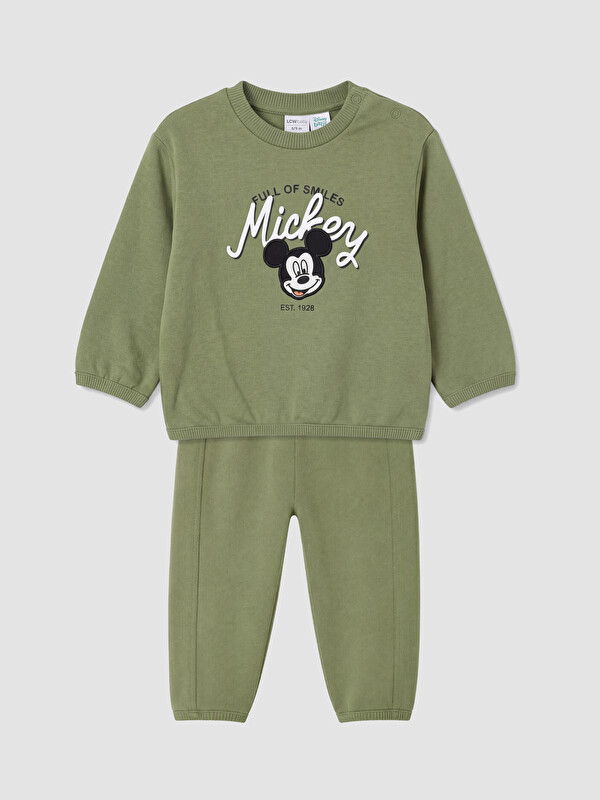 LCW baby Mickey Mouse Baskılı Erkek Bebek Sweatshirt ve Eşofman Altı