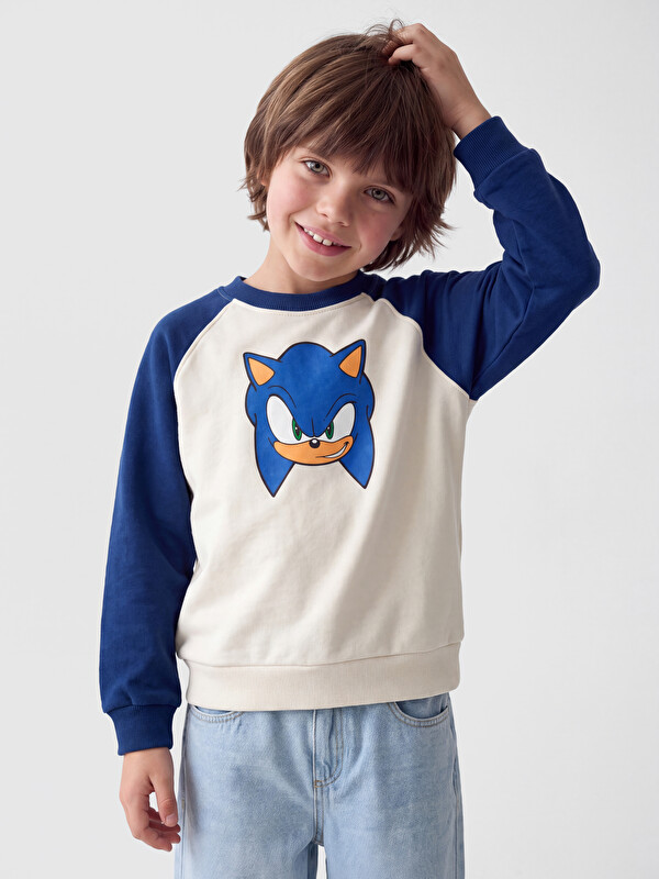 LCW Kids Sonic Printed Boys' Thick Sweatshirt