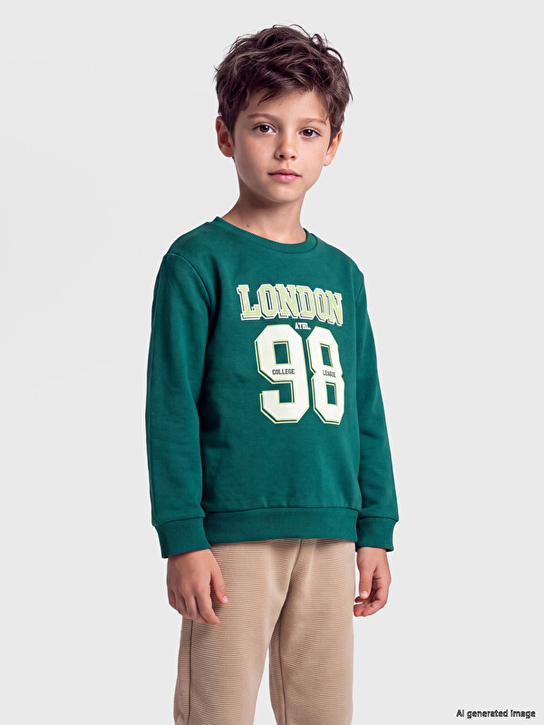 LCW Kids Baskılı Kalın Erkek Çocuk Sweatshirt