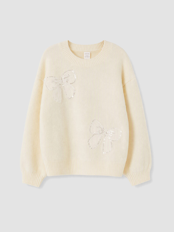 LCW Kids Crew Neck Sequined Girls' Knitwear Sweater