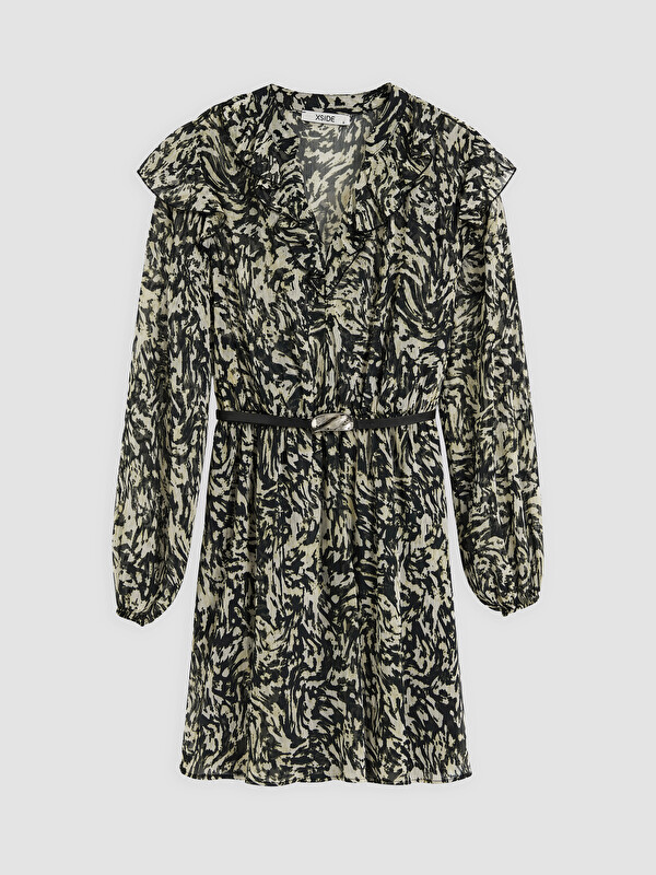 XSIDE Rochie Mini din Șifon cu Volane cu Model cu Curea