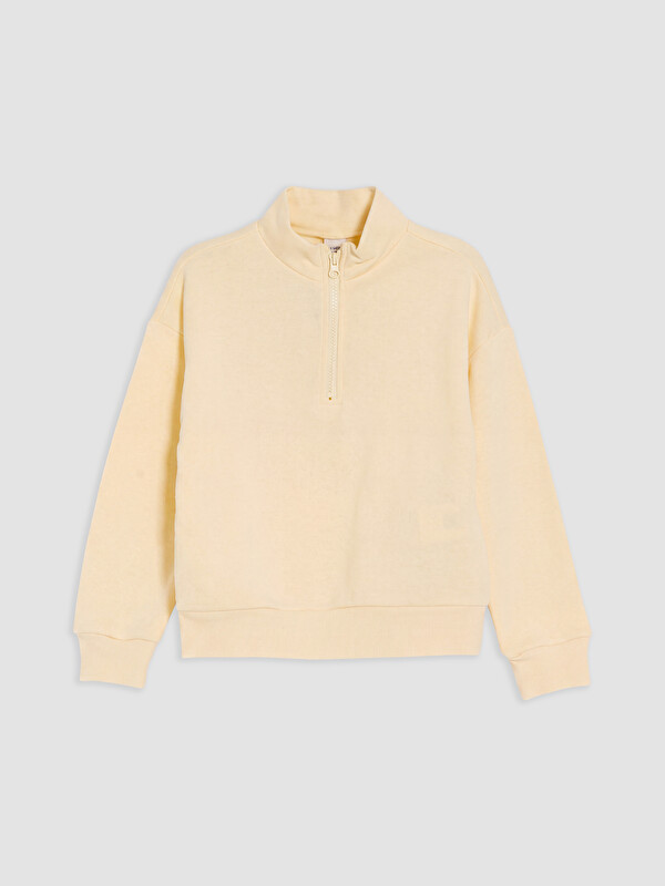 LC WAIKIKI Fermuarlı Dik Yaka Kız Çocuk Sweatshirt
