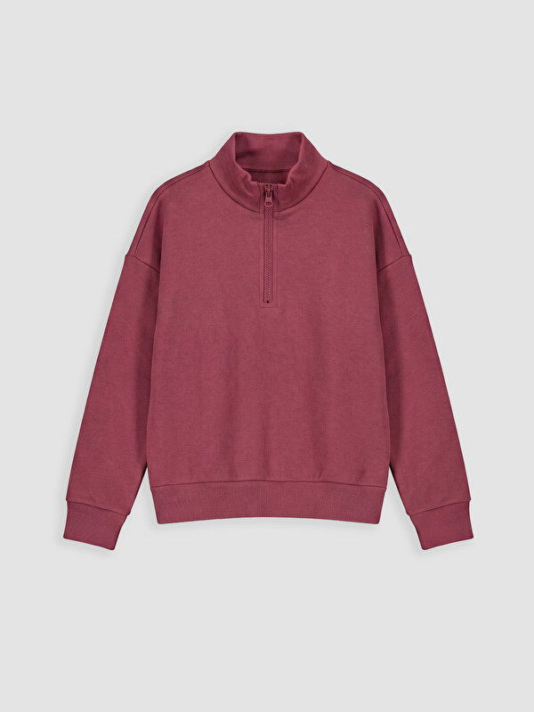 LC WAIKIKI Fermuarlı Dik Yaka Kız Çocuk Sweatshirt