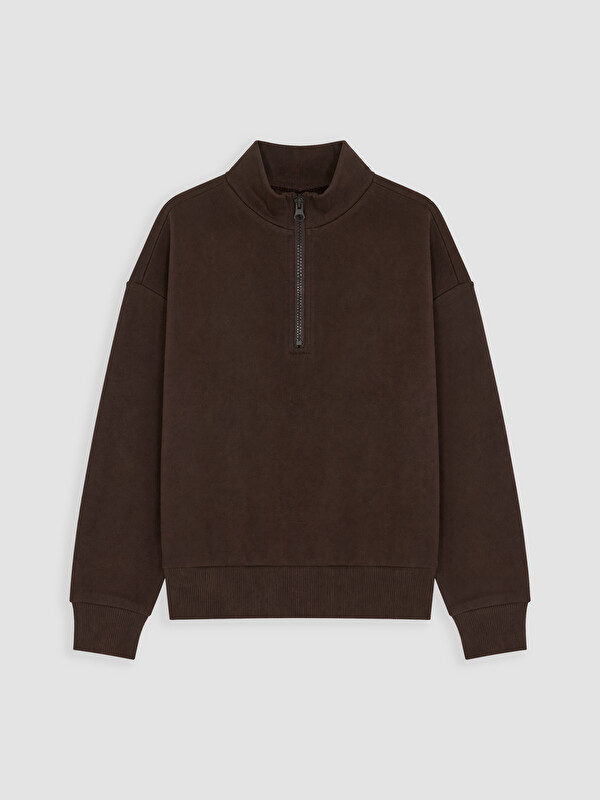 LC WAIKIKI Fermuarlı Dik Yaka Kız Çocuk Sweatshirt