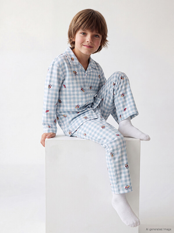 LCW Kids Gömlek Yaka Erkek Çocuk Pijama Takım