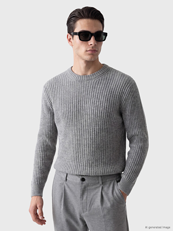 LCW ECO კრუუ ნეკი რიბდ Men's ნიტვერ სვიტერი