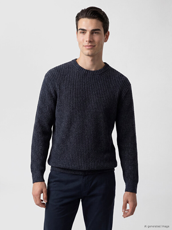 LCW ECO კრუუ ნეკი რიბდ Men's ნიტვერ სვიტერი