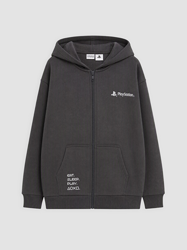 LCW Kids Boy Anthracite Zip-Up Sweatshirt