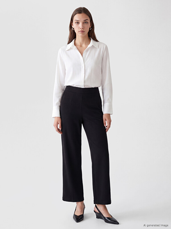 LCW Modest Ženske pletene pantalone sa elastičnim strukom Regular Fit