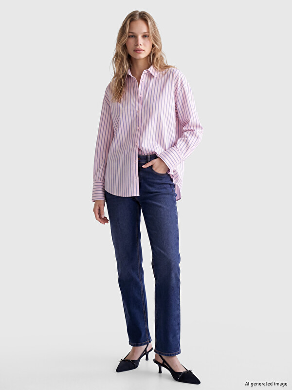 LCW Jeans Yüksek Bel Straight Fit Kadın Jean Pantolon
