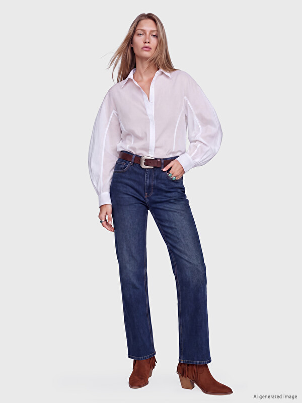 LCW Jeans Yüksek Bel Straight Fit Kadın Jean Pantolon