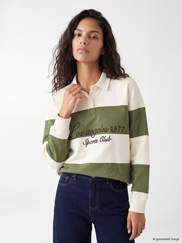 XSIDE Polo Collar Embroidered Women's Sweatshirt