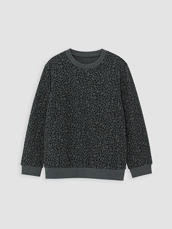 LC WAIKIKI Leopar Desenli Kız Çocuk Kalın Sweatshirt