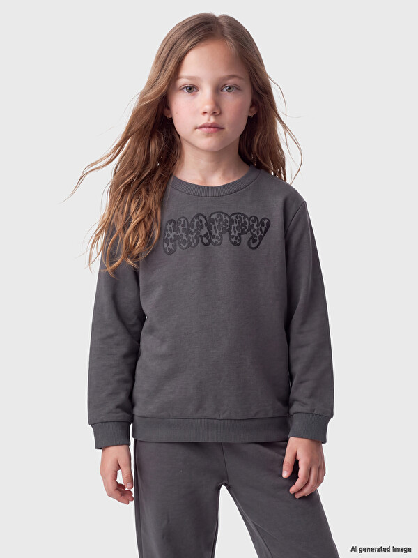 LC WAIKIKI Baskılı Kız Çocuk Kalın Sweatshirt