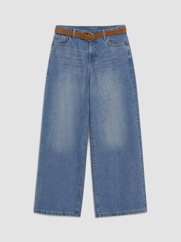 LCW Jeans Beli Kemerli Wideleg Kadın Jean Pantolon