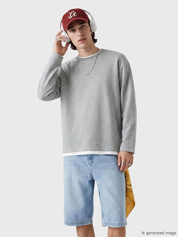XSIDE Bisiklet Yaka Erkek Sweatshirt