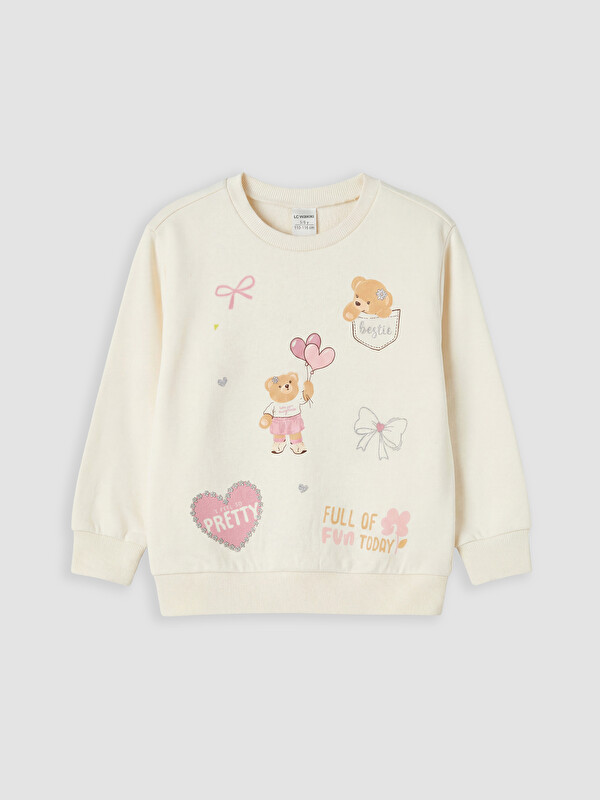 LCW Kids Bedrucktes Sweatshirt mit Rundhalsausschnitt für Mädchen