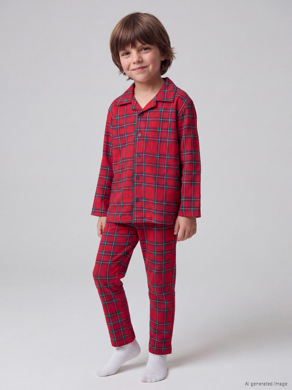 LCW Kids Yeni Yıl Temalı Erkek Çocuk Pijama Takım