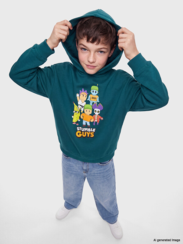 LCW Kids Stumble Guys Printed Boys' Sweatshirt
