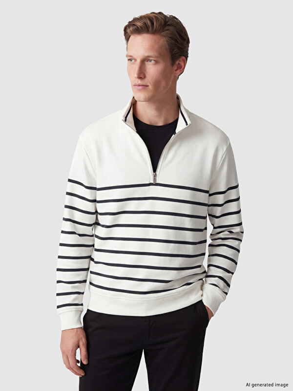 LC WAIKIKI Mock Neck Striped Men's Sweatshirt
