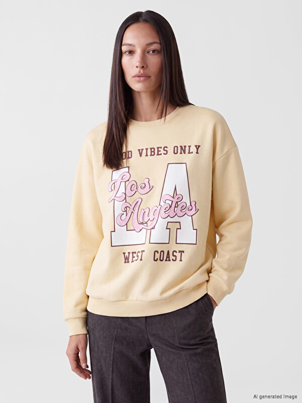 LC WAIKIKI Baskılı Kadın Kalın Sweatshirt