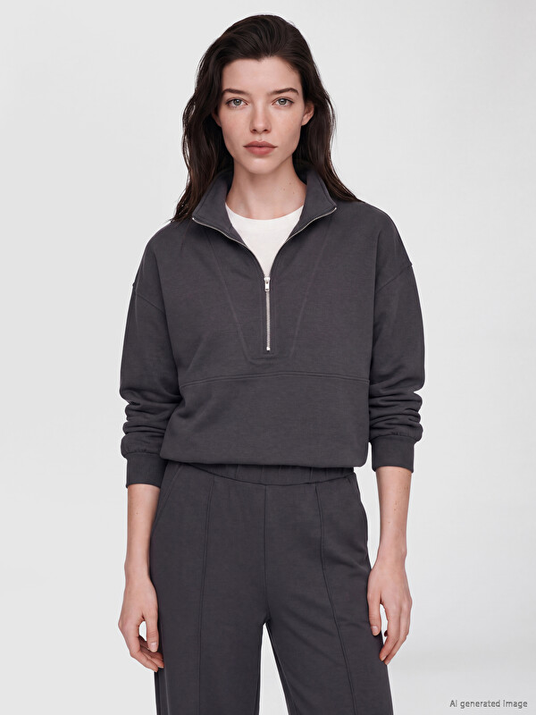 LCW Comfort Mock Neck Soft Touch Women's Sweatshirt