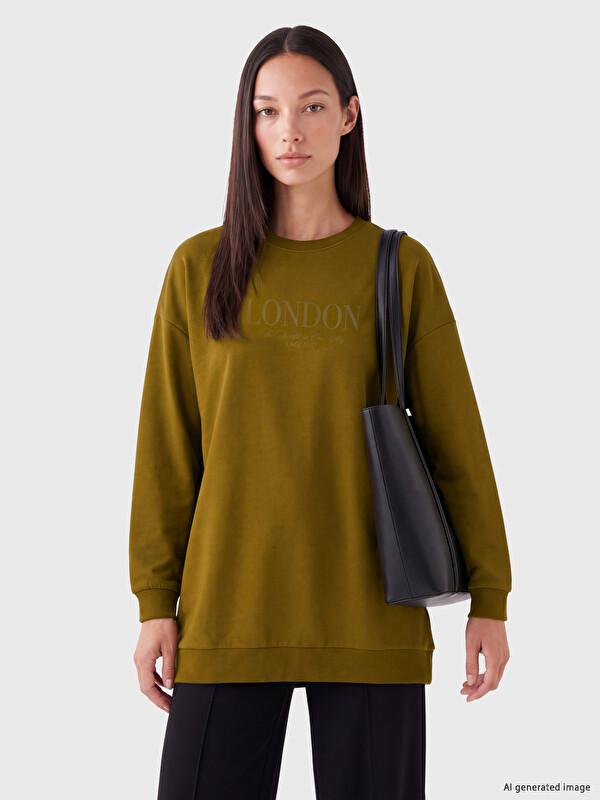 LC WAIKIKI Baskılı Kadın Sweatshirt Tunik