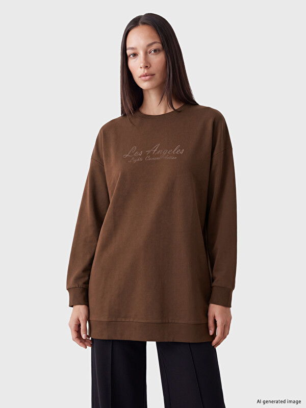 LC WAIKIKI Baskılı Kadın Sweatshirt Tunik