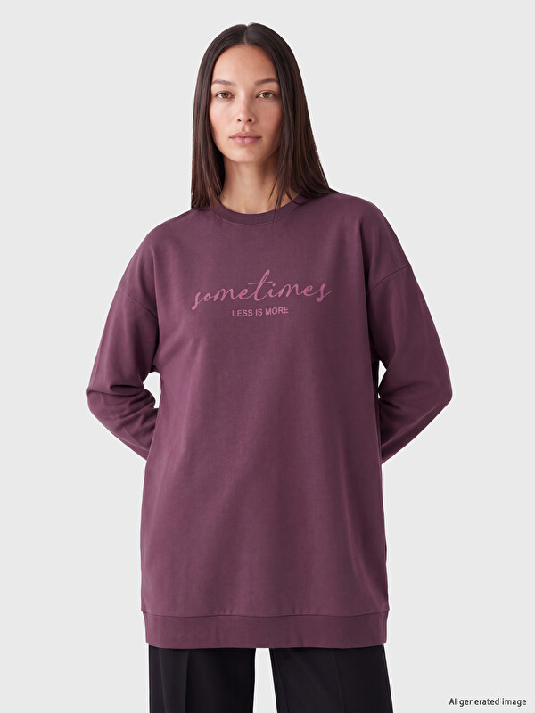 LC WAIKIKI Baskılı Kadın Sweatshirt Tunik