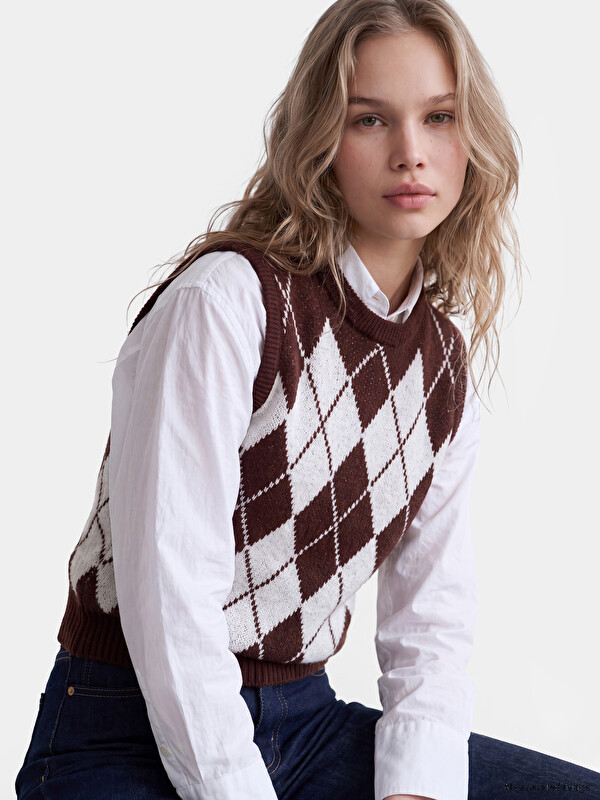 LCW Vision Argyle Patterned Women's Knitwear Sweater Vest