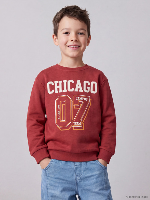 LCW Kids Baskılı Erkek Çocuk Kalın Sweatshirt